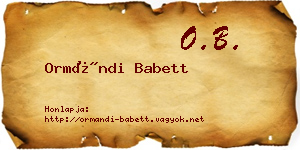 Ormándi Babett névjegykártya